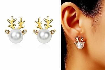 Серьги сөйкөлөр Г с жемчугом и декоративными элементами в виде