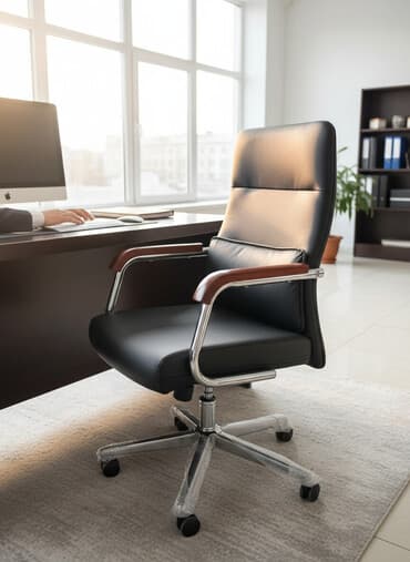Офисное кресло, Новый, С колесиками, цвет - Черный, Экокожа, Бесплатная доставка, Платная доставка