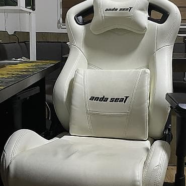 Мебель: Игровое кресло, С колесиками, цвет - Белый, Экокожа — 1