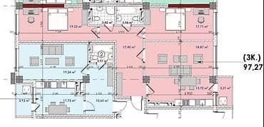 500: 3 комнаты, 97 м², Элитка, 5 этаж, Готовая ПСО (под самоотделку) — 2