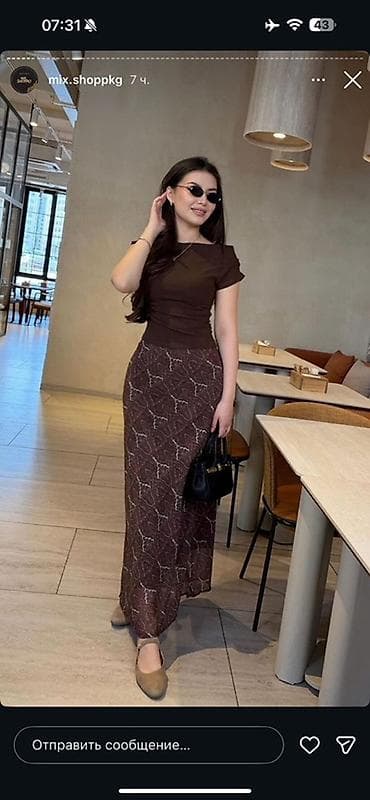 Юбка, Модель юбки: Прямая, Макси, По талии, С вырезом