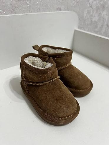 кожаные ботасы: Детские зимние сапожки-угги - Цвет: коричневый (верблюжий) - Материал — 2