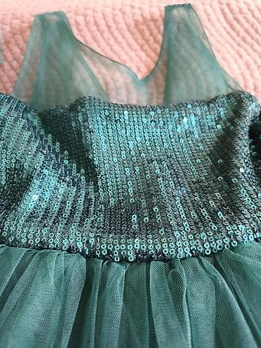 Верхняя одежда: Детское платье, цвет - Зеленый — 2