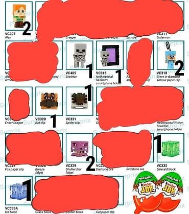 Продам или обменяю коллекционные игрушки из серии Kinder Joy Minecraft