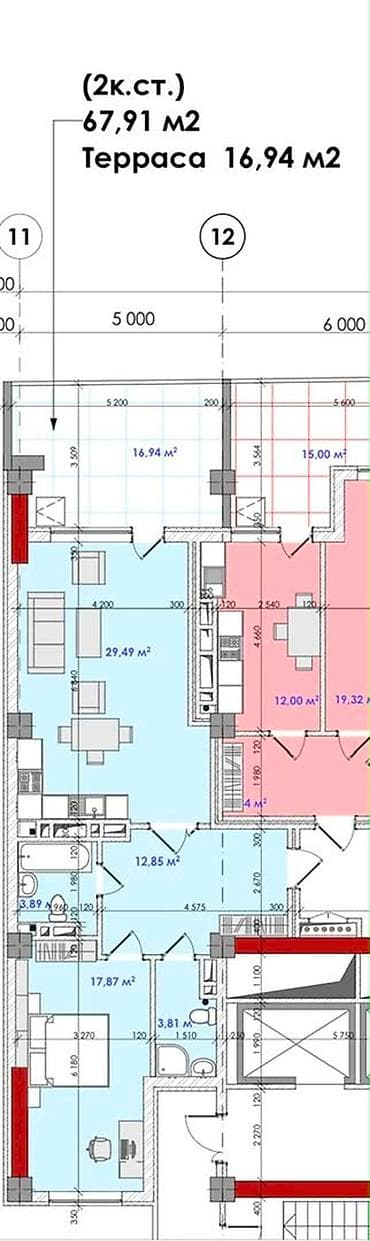 Батирлер: 2 бөлмө, 85 м², Асанбай мкр Элитка, 2 кабат, ПСО (өз алдынча бүтүрүү) — 3
