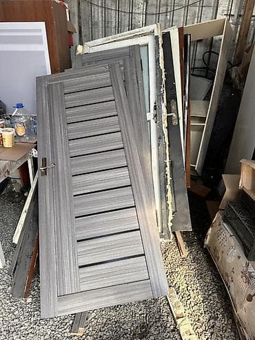 Межкомнатные двери в современном сером декоре (под дерево). - Полотно