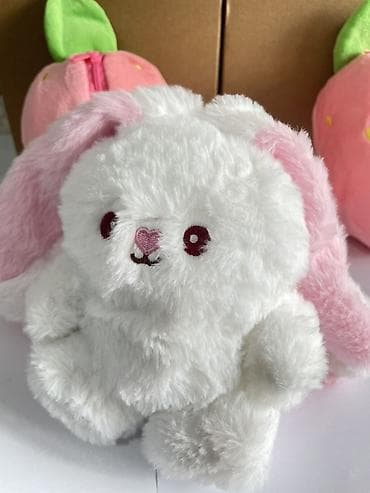 детская коляска с куклой: Мягкая игрушка «Зайка в клубничке» WhatsApp + - Плюшевый зайчик — 4