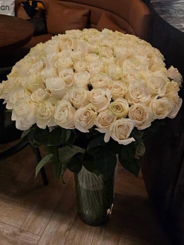 костюмы для танца: Букет из белых роз премиум - Состав: крупные белые розы одинакового — 3