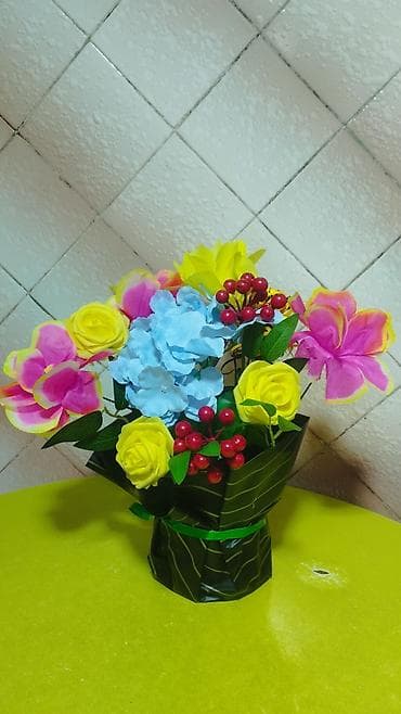 цветы не живые: Продам цветочную композицию из искусственных цветов в декоративной — 10