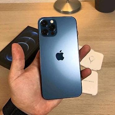 IPhone 12 Pro, Б/у, 128 ГБ, Синий, Зарядное устройство, Защитное стекло, Чехол