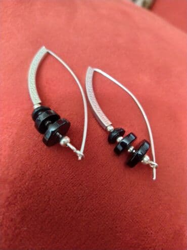 Атайын кийим: Күмүш сөйкөлөр, Үлгүсү 925, Агат, Аялдарга, Жаңы — 1