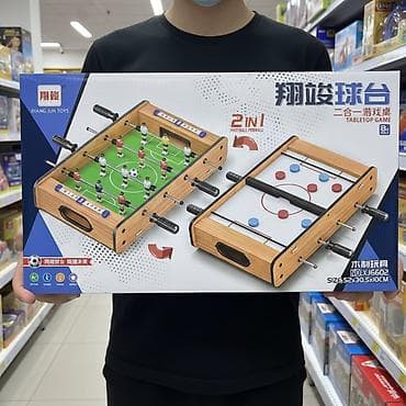 настольный хоккей: Настольная игра 2-в-1: футбол + аэрохоккей/шайбовый хоккей (Tabletop — 1