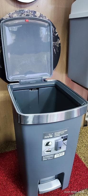 Хозтовары: Мусорное ведро Double Cover Trash Can, 25 л - Объем: 25 литров — — 5