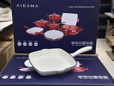 новые посуды: Чугунный набор посуды AIDEMA 7 в 1 (эмалированный, белый) Состав — 6