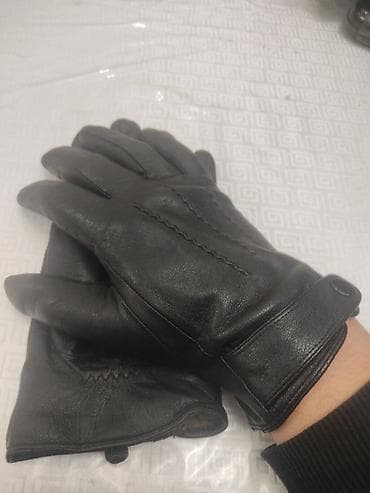 женские кофты: Перчатки, варежки, Мужские, Б/у, цвет - Черный — 1