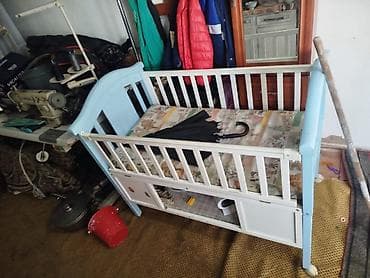 кроватка люлька: Люлька, Б/у, Колыбель, Дерево, цвет - Белый, Самовывоз — 1