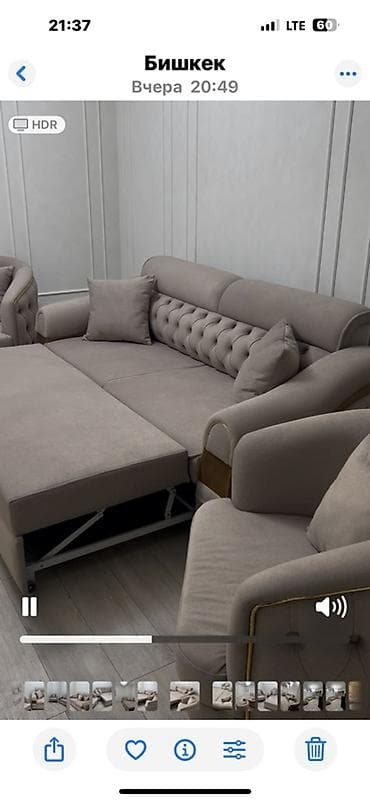 белый диван: Комплект мягкой мебели, Новый, Бесплатная доставка, цвет - Бежевый — 4