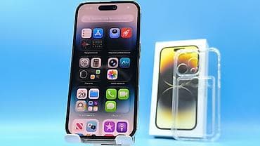 Техника и электроника: IPhone 14 Pro, Б/у, 256 ГБ, Золотой, Защитное стекло, Чехол, Коробка, 100 % — 6