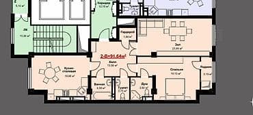 2 комнаты, 91 м², Элитка, 10 этаж, Готовая ПСО (под самоотделку)