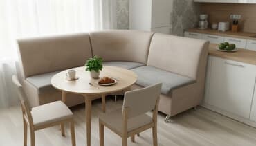 Кухонный мягкий уголок, Б/у, Другой материал, цвет - Бежевый