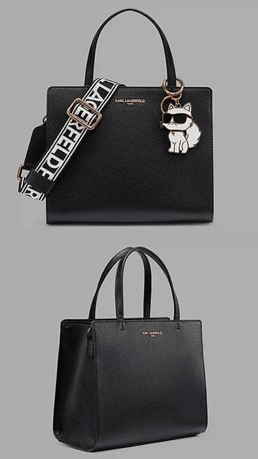 Сумка Karl Lagerfeld Paris🇺🇸, модель тоут - Цвет: черный, фурнитура