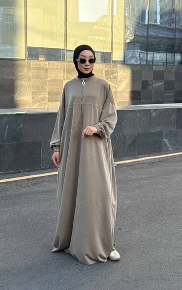 домашние одежды: Повседневное платье, Осень-весна, Длинная модель, Оверсайз, Стандарт — 6