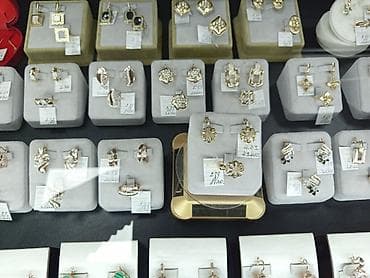 золотые гвоздики: Серьги, Проба 585, Фианит, Женские, Парный набор — 9