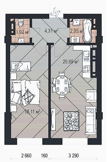 Недвижимость: 2 комнаты, 47 м², Элитка, 7 этаж — 2