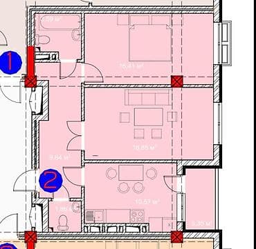 сдается квартира дордой моторс: 2 комнаты, 63 м², Элитка, 8 этаж, Готовая ПСО (под самоотделку) — 4