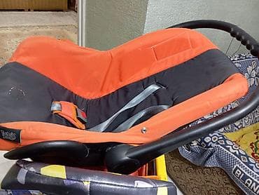 Прогулочная коляска с люлькой-переноской (оранжево‑серый цвет) - at lalafo.kg Прогулочная коляска с люлькой-переноской (оранжево‑серый цвет) -