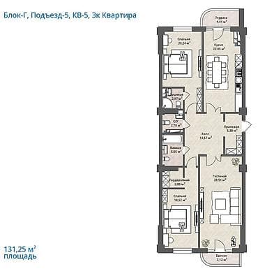 105 серия сколько квадратов: 3 комнаты, 131 м², Элитка, 5 этаж — 2