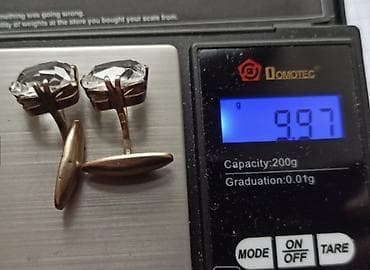 мужские браслеты: Серебрянные запонки 875 проба с горным хрусталем. Унисекс. Состояние — 3