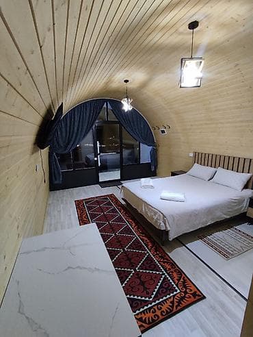 Жаңы төрөлгөн ымыркайлар үчүн товарлар: Домик с панорамным остеклением - Архитектура: арочный модуль с — 5