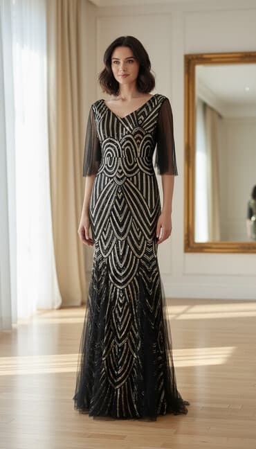 вечерние платья в пол для беременных: Вечернее платье, Русалка, Длинная модель, Фатин, С рукавами, С пайетками, Все размеры — 1