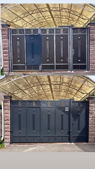 замок открыть: Кованые распашные ворота с калиткой под навесом - Материал: сталь с — 1