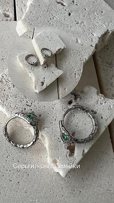 змейки: Серьги-конго «Змейки» - Дизайн: кольца-конго с рельефной фактурой под — 1