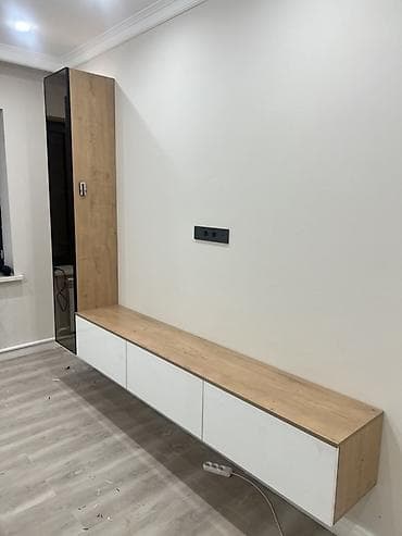 mini projector: Тумба и подставка для телевизора, Новый, Подвесная, ЛДСП, Бесплатная доставка, цвет - Белый — 2