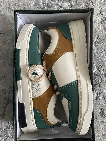 шлепки резиновые: Кроссовки низкие, унисекс. - Цвет: кремовый с зелёными и карамельными — 4