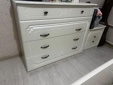 Офис эмереги: Уктоочу бөлмө гарнитуру, Жаңы, Эки кишилик керебет, Комод, Тумба, Белоруссия, Өзү алып кетүү, түсү - Саргыч боз — 3