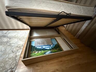 купить комнатные цветы в бишкеке дешево: Спальный гарнитур, Двуспальная кровать, ДСП, цвет - Коричневый — 9