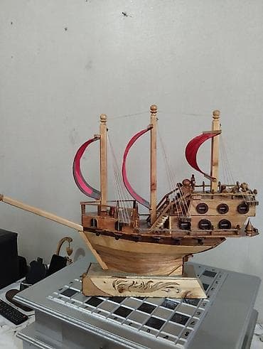 дека: Авторский набор: шахматный стол с ящиком + декоративный парусник - — 9