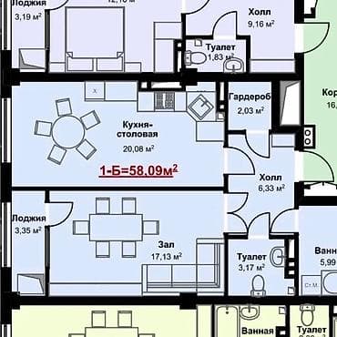 58: 1 комната, 58 м², Элитка, 4 этаж, Готовая ПСО (под самоотделку) — 2
