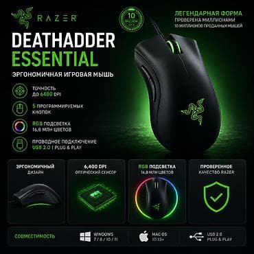deco e4: ОЧЕНЬ ХОРОШАЯ РЕПЛИКА! Razer DeathAdder Essential — эргономичная — 1