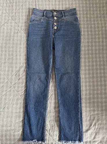 Джинсы: Джинсы, Прямые, Италия, Высокая талия, С разрезом, M — 9