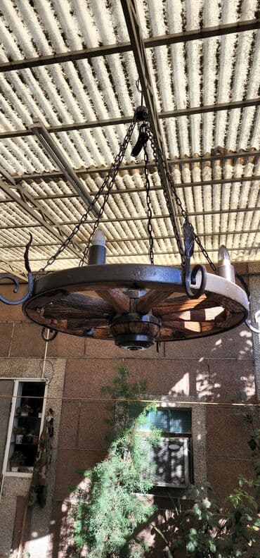 торшер светильник: Эксклюзивная Люстра ручной работы из старинного колеса от телеги — 1