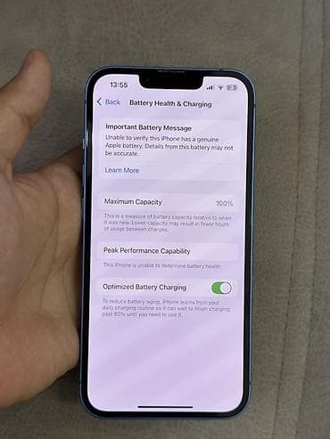 iphone 11: IPhone 13, Б/у, 128 ГБ, Синий, Зарядное устройство, Чехол, Коробка, 100 % — 8