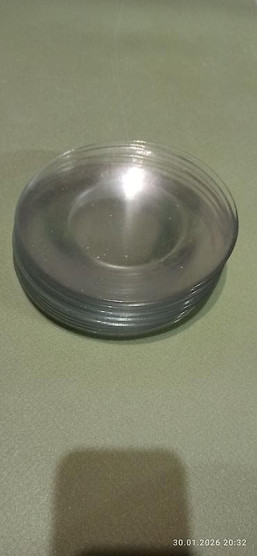 Прозрачные стеклянные тарелки, набор - Количество: 12 шт. (на фото