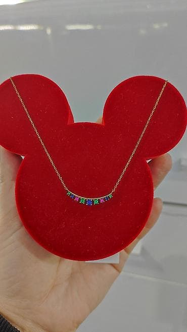 Серебро 925 напыление жёлтое золото Цепочка с камнями Длина 45 см