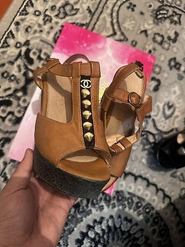 обувь 29 размер: Босоножки, 34, 34.5, Chanel, Б/у, цвет - Коричневый — 1