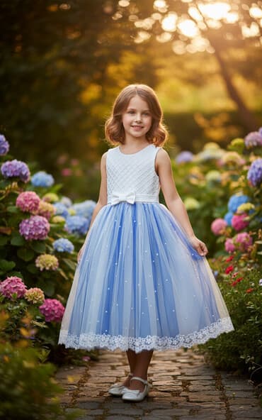 детские туфли для девочек: Детское платье, цвет - Голубой — 1